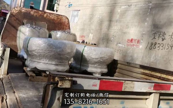 庭院園林裝飾仿古做舊漢白玉花盆（1）