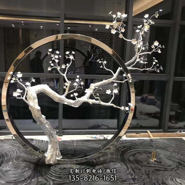 不銹鋼鐵藝抽象圓環樹枝雕塑（2）
