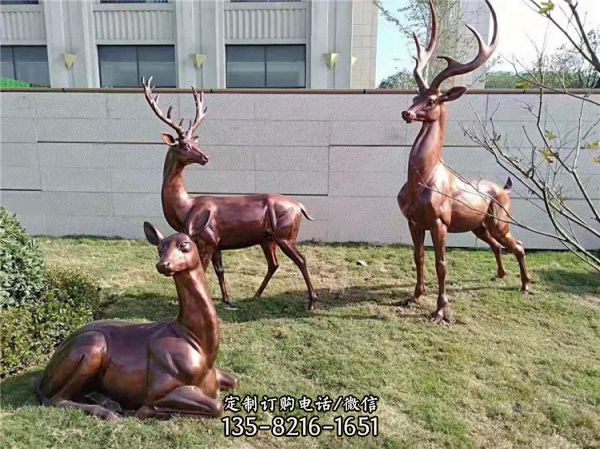 玻璃鋼動物雕塑鹿 戶外公園綠地擺件（4）