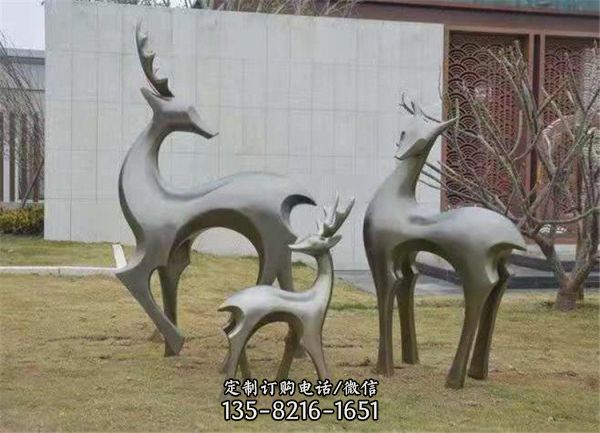 玻璃鋼動物雕塑鹿 戶外公園綠地擺件（5）