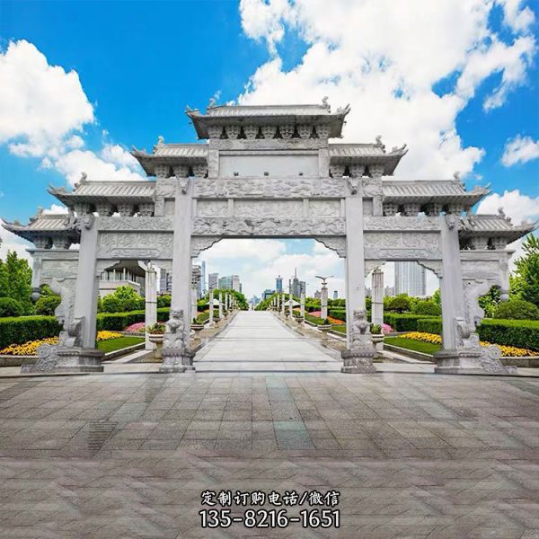 新農村景區門口大型石純天然石雕牌樓雕塑（2）