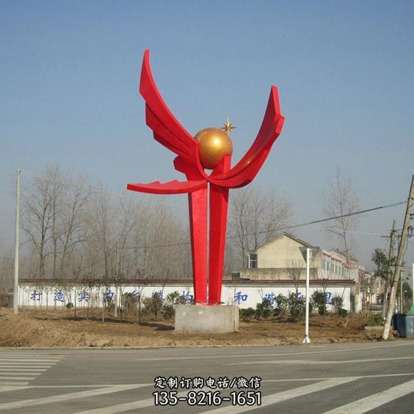 不銹鋼戶外廣場大型抽象創意園林景觀雕塑（5）