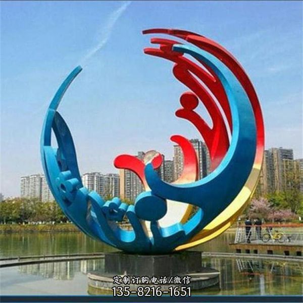 不銹鋼戶外廣場大型抽象創意園林景觀雕塑（3）