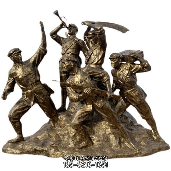 情景小品 玻璃鋼仿銅八路軍人物雕塑（2）