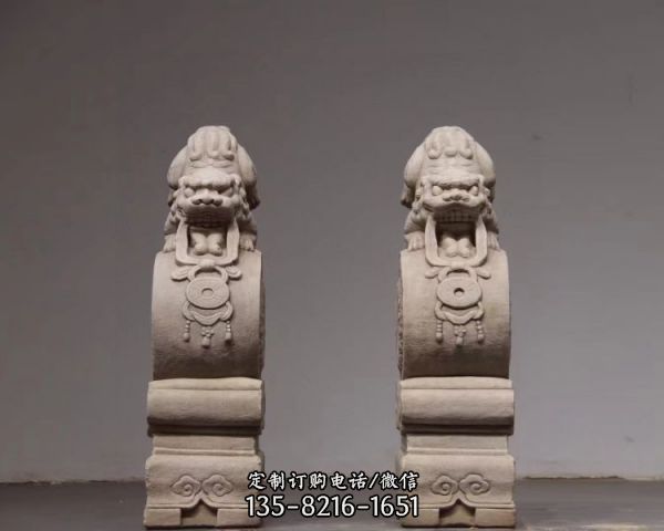 中式庭院門口擺放鎮(zhèn)宅青石貔貅石墩（6）