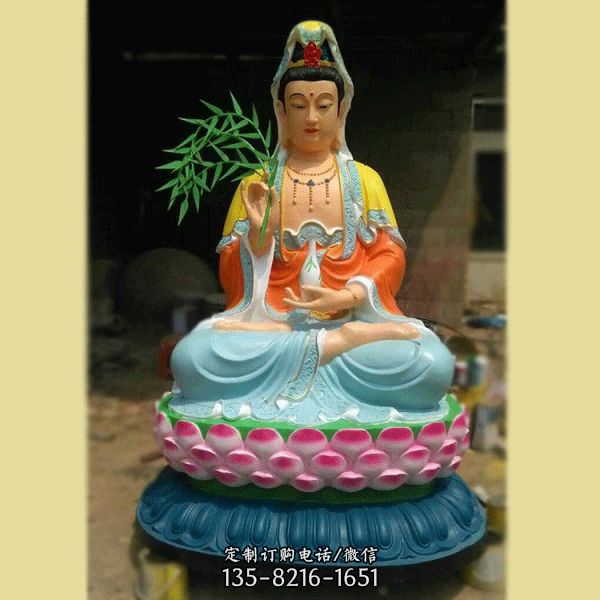 戶外寺廟大型貼金觀音菩薩雕塑（3）