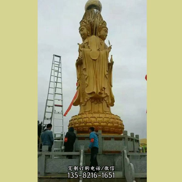 戶外寺廟大型貼金觀音菩薩雕塑（4）