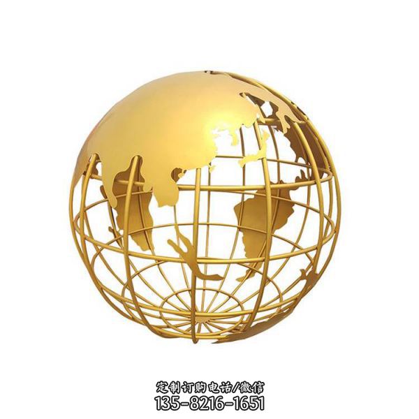 廣場標志酒店鏡面鏤空自轉(zhuǎn)圓球景觀擺件（5）