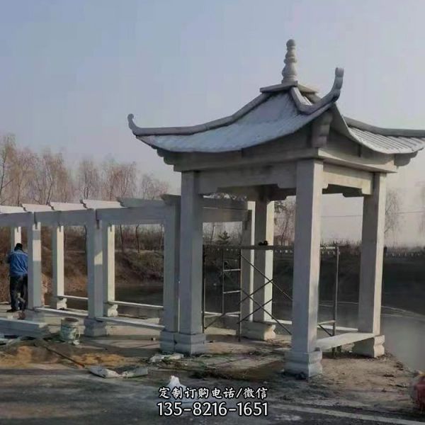 石雕長廊花架小區(qū)公園休閑涼亭長廊雕塑（2）
