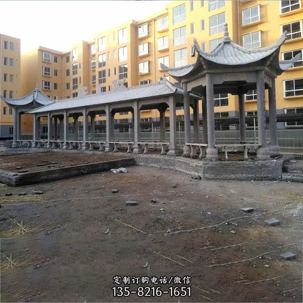 石雕長廊花架小區(qū)公園休閑涼亭長廊雕塑（1）