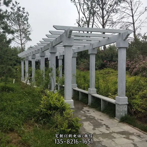 石雕長廊花架小區(qū)公園休閑涼亭長廊雕塑（4）