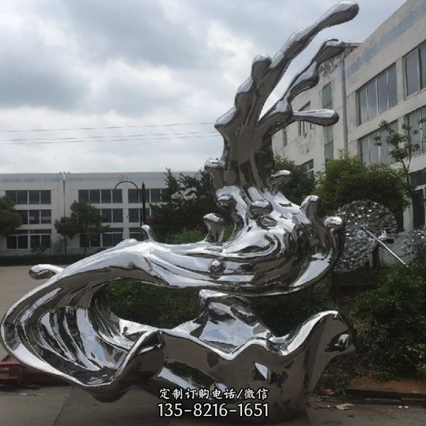 園林廣場不銹鋼抽象海浪浪花水景觀雕塑（3）