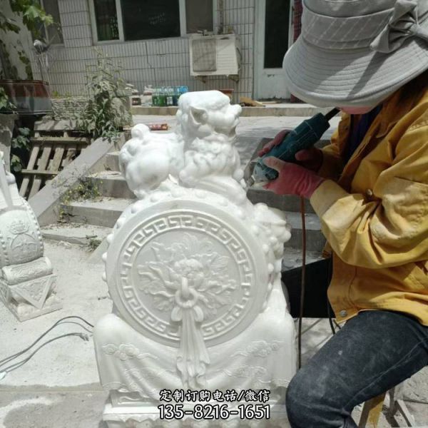 庭院擺放漢白玉石雕小象門墩貔貅門墩（2）