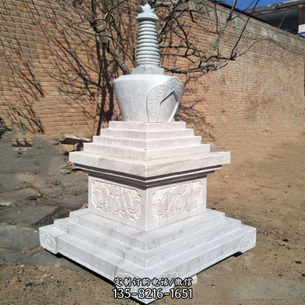 寺廟戶外大理石雕刻舍利塔佛塔擺件