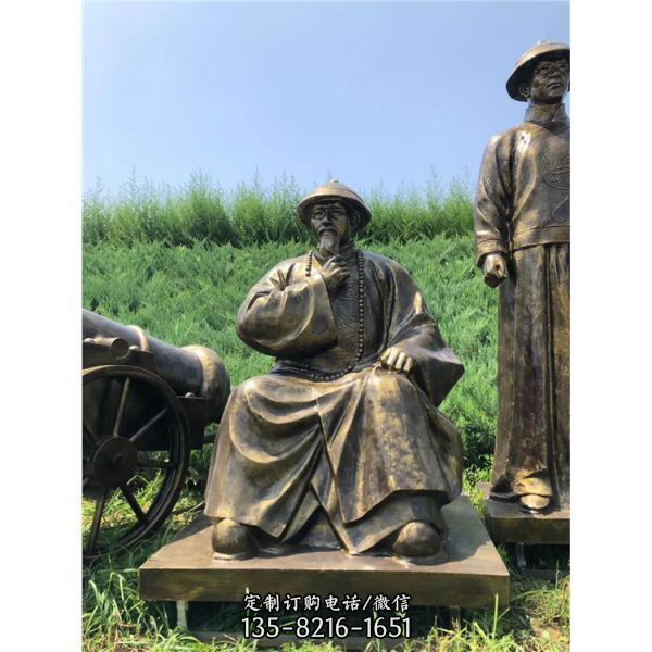 城市景區(qū)玻璃鋼仿銅園林人物雕塑（4）