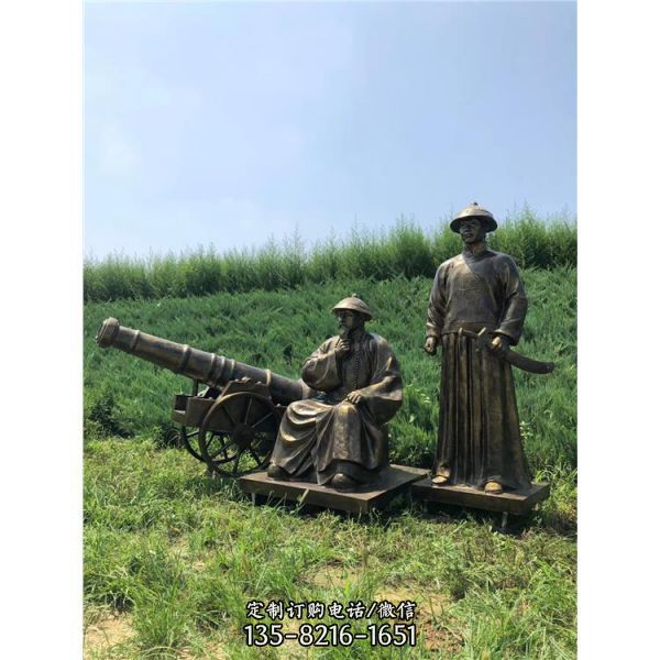 城市景區(qū)玻璃鋼仿銅園林人物雕塑（3）