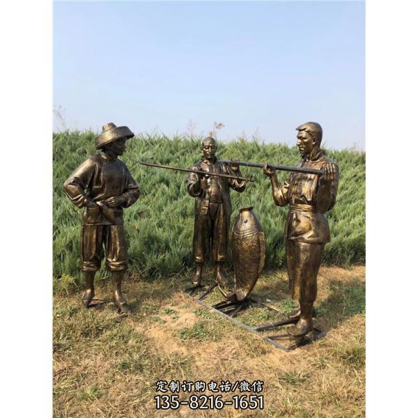 城市景區(qū)玻璃鋼仿銅園林人物雕塑（2）