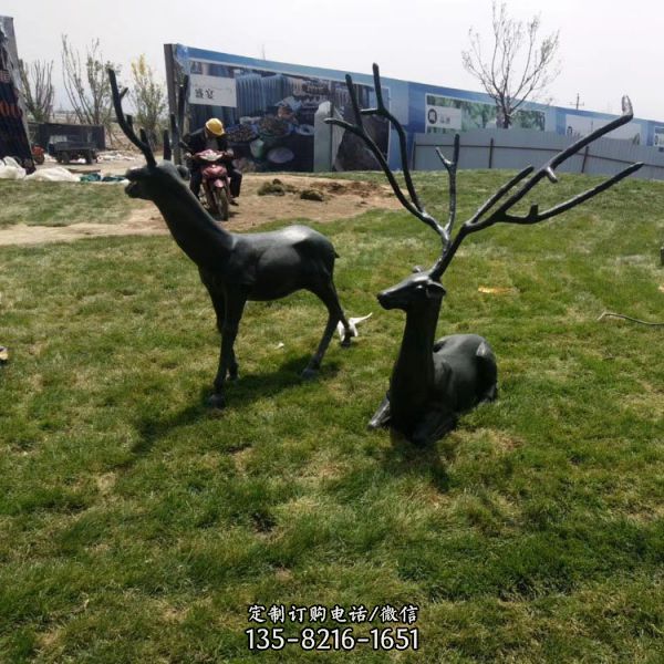 公園景區(qū)玻璃鋼仿銅鹿雕塑（4）