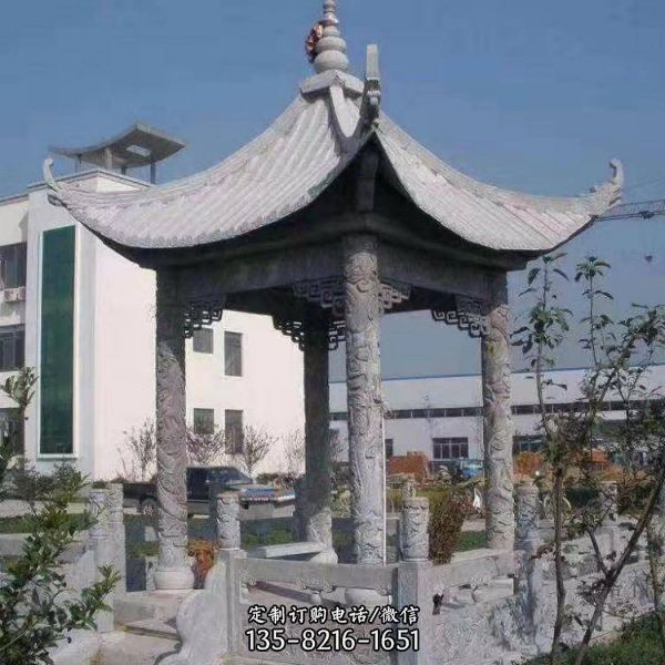 工廠小區大理石石雕六角涼亭