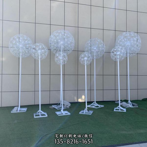 大型公園廣場景觀草坪不銹鋼蒲公英擺件夜景發光美陳（4）