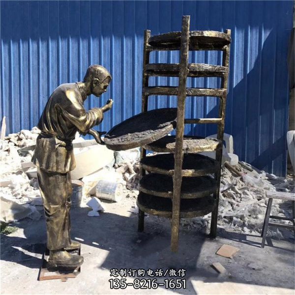 玻璃鋼仿銅民俗人物雕塑公園商業(yè)街景觀小品（4）