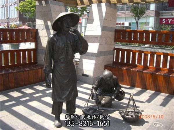 玻璃鋼仿銅民俗人物雕塑公園商業(yè)街景觀小品（6）
