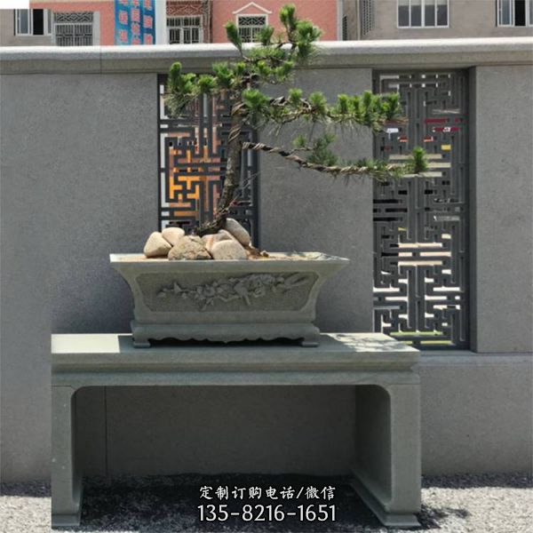園林景觀石條案石擺臺 仿古花托花架雕塑（2）