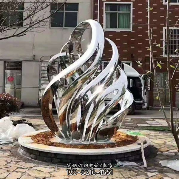 公園裝飾不銹鋼創意金屬浪花抽象圓環雕塑（4）
