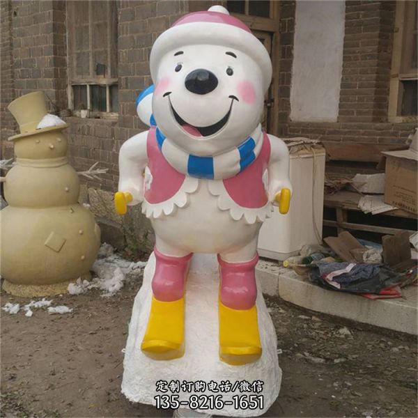 玻璃鋼卡通滑雪人物小品 游樂園公仔擺件