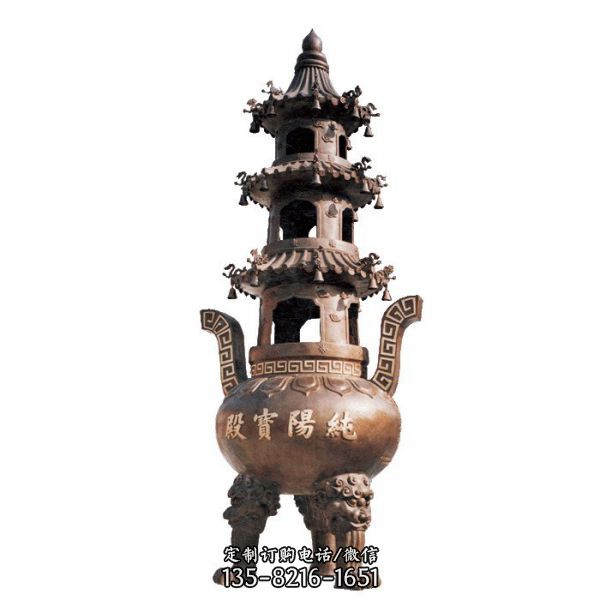寺廟庭院大型仿古香爐雕塑（2）