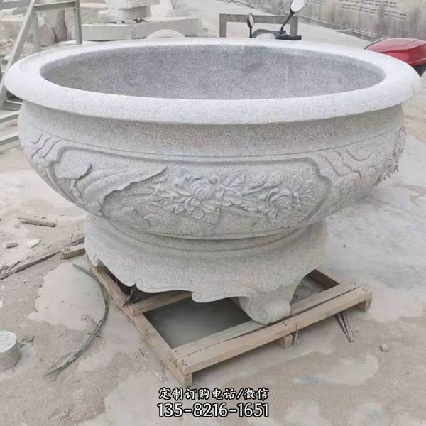 仿古做舊庭院大理石砂石石雕魚缸擺件
