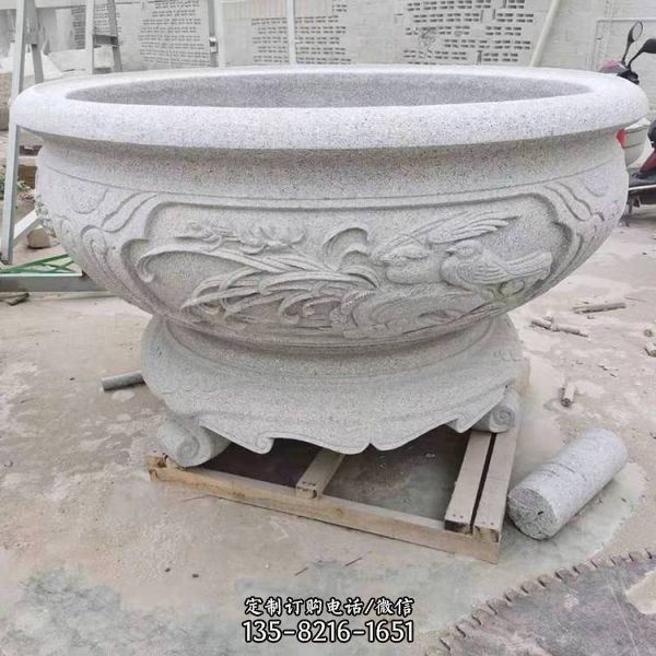 大理石浮雕庭院養花中式花盆花缽