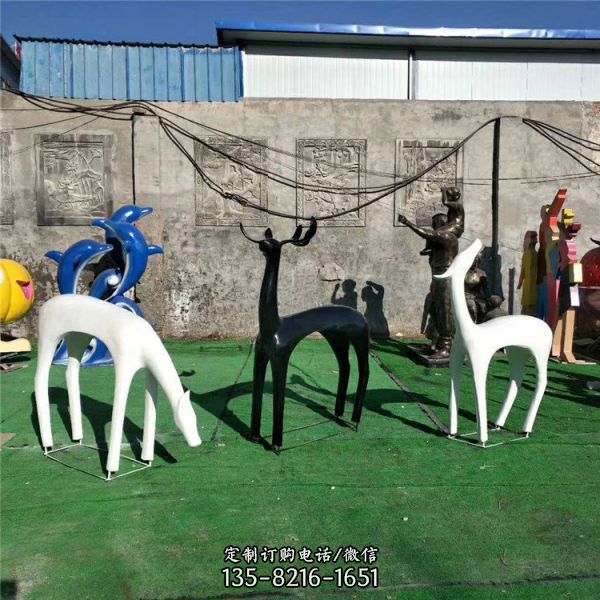 公園小區抽象不銹鋼小鹿雕塑（2）