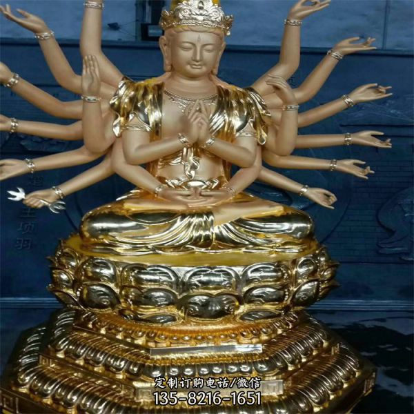 家居玻璃鋼貼金佛像雕塑擺件（5）