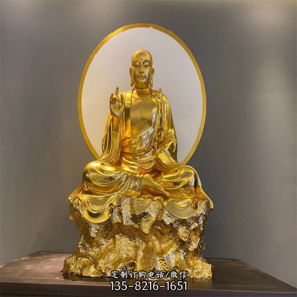 家居玻璃鋼貼金佛像雕塑擺件（3）