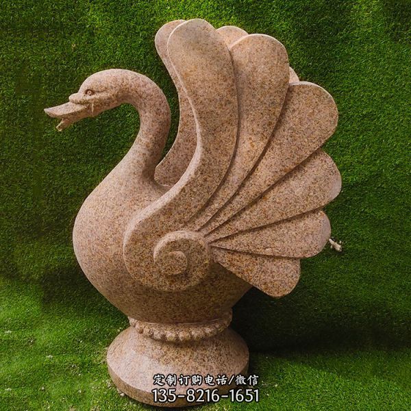 砂石石雕園林小區水景天鵝噴泉