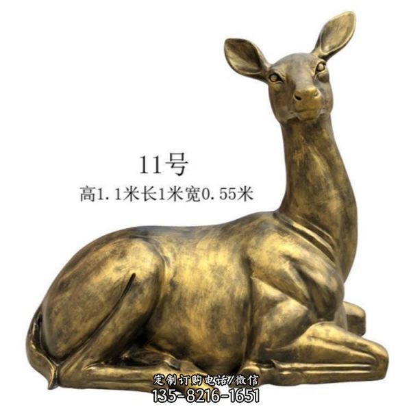 玻璃鋼仿銅動物園大型動物景觀梅花鹿雕塑（1）