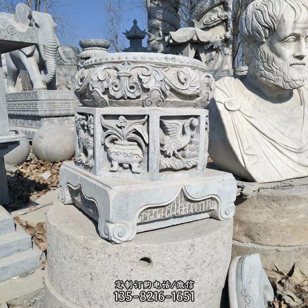 景區(qū)園林建筑裝飾青石浮雕圓墩子石柱子（3）