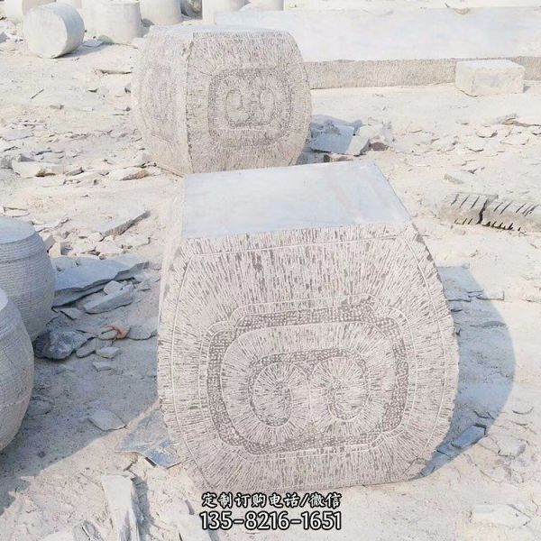 景區(qū)園林建筑裝飾青石浮雕圓墩子石柱子（2）