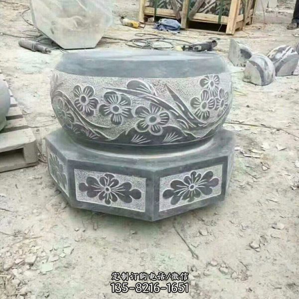 景區(qū)園林建筑裝飾青石浮雕圓墩子石柱子（1）