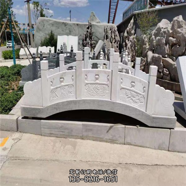 漢白玉浮雕仿古小石拱橋別墅園林景觀擺件