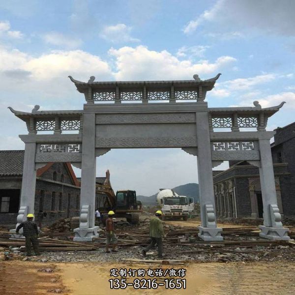 建造新農村石雕大型戶外牌坊雕塑（4）