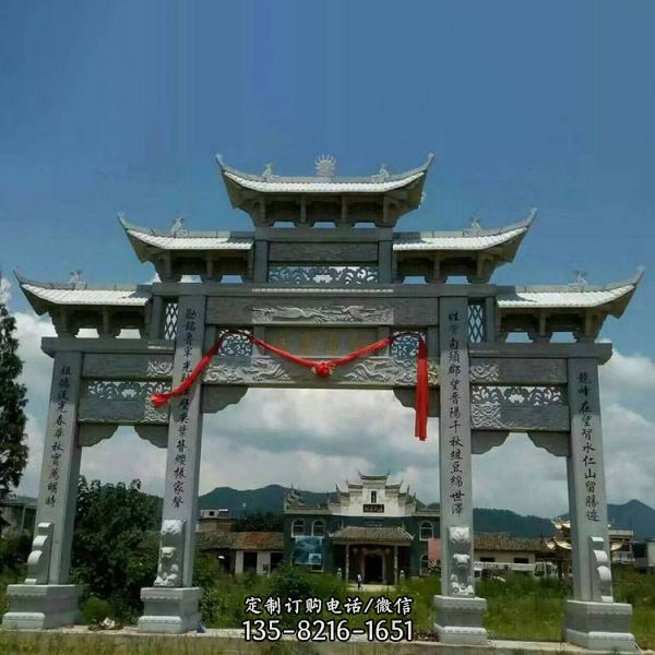 建造新農村石雕大型戶外牌坊雕塑（3）