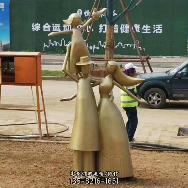 商場廣場單位景區門口美陳樹脂玻璃鋼仿銅抽象人物雕塑（5）
