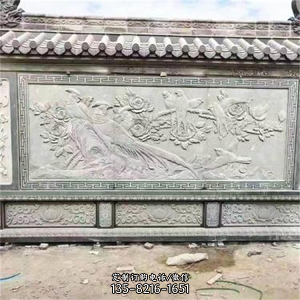 園林景觀文化石柱 青石浮雕背景墻壁畫（5）