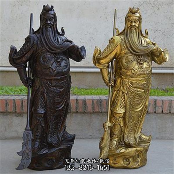 立式銅雕拿刀的關公關二爺雕塑
