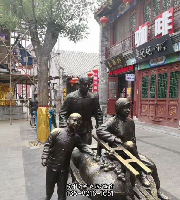 公園玻璃鋼仿銅園林農(nóng)耕人物雕塑（3）