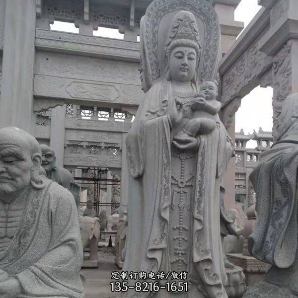 大理石石雕景區寺廟送子觀音雕塑