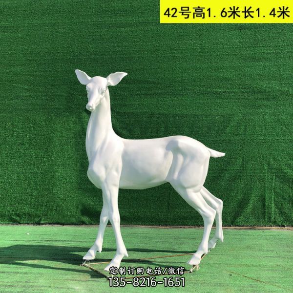 玻璃鋼彩繪園林仿真動物梅花鹿雕塑（4）