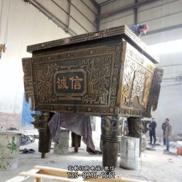 仿古青銅寺廟大型戶外鼎雕塑